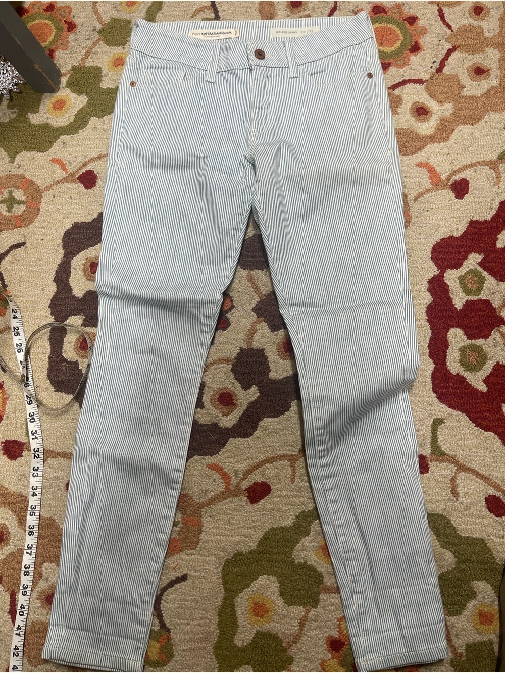 Pilcro by anthropology stripe denim mid-rise skinny jeans size 25, look unworn